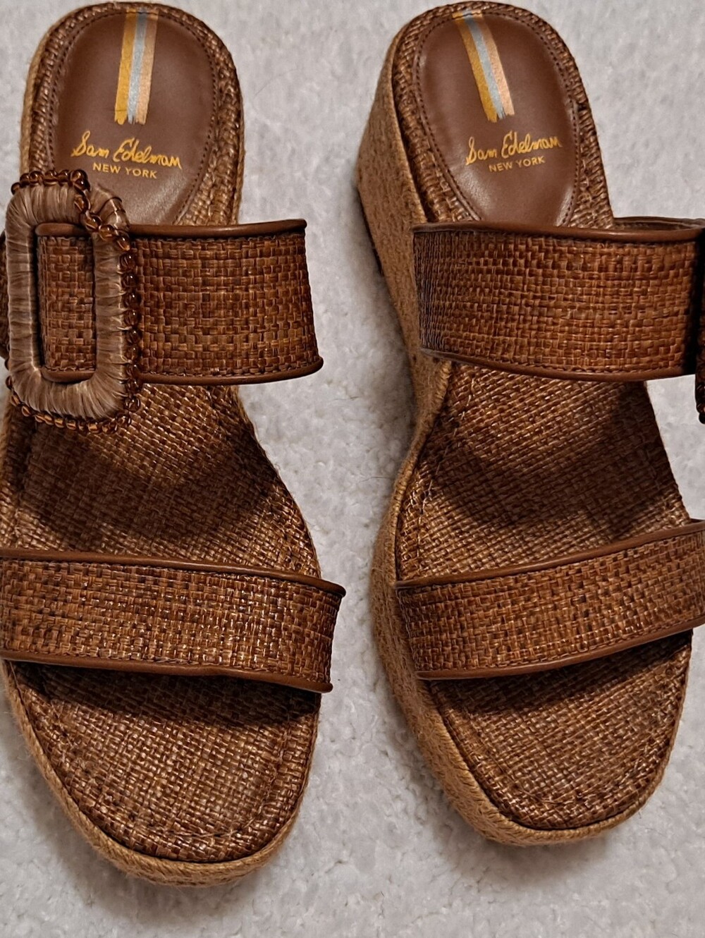 Sam Edelman Brown Woven Platform Wedge Sandals Sz 8